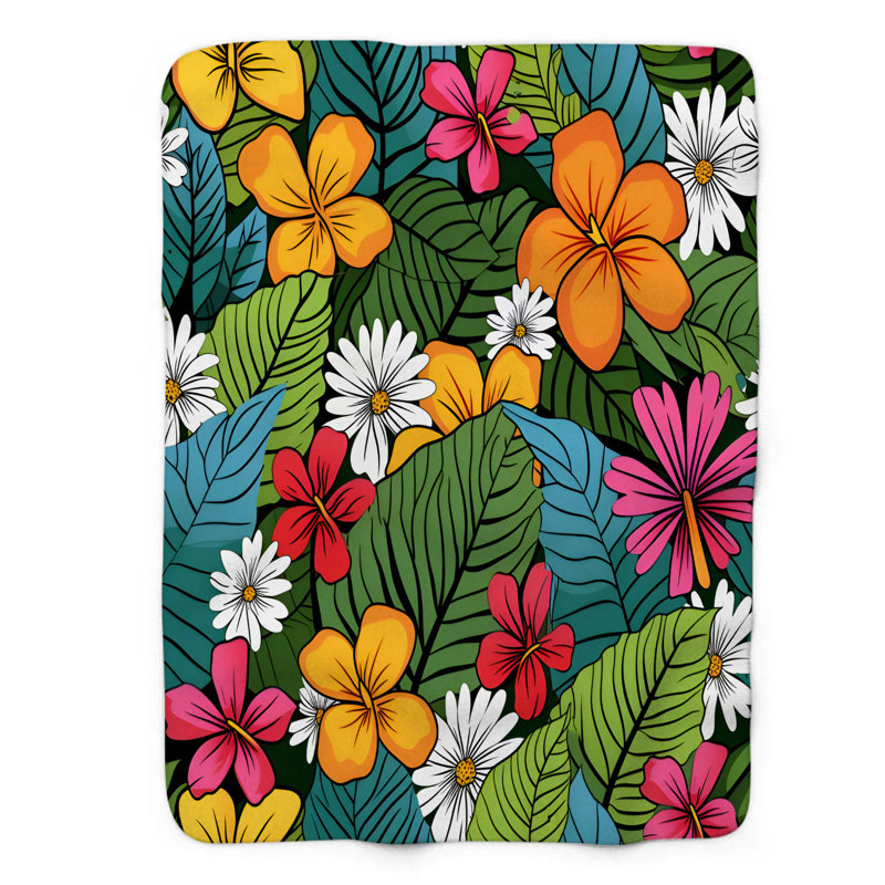Nature's Spring Jungle Bouquet - 1 pièce Sherpa Premium, Lit simple