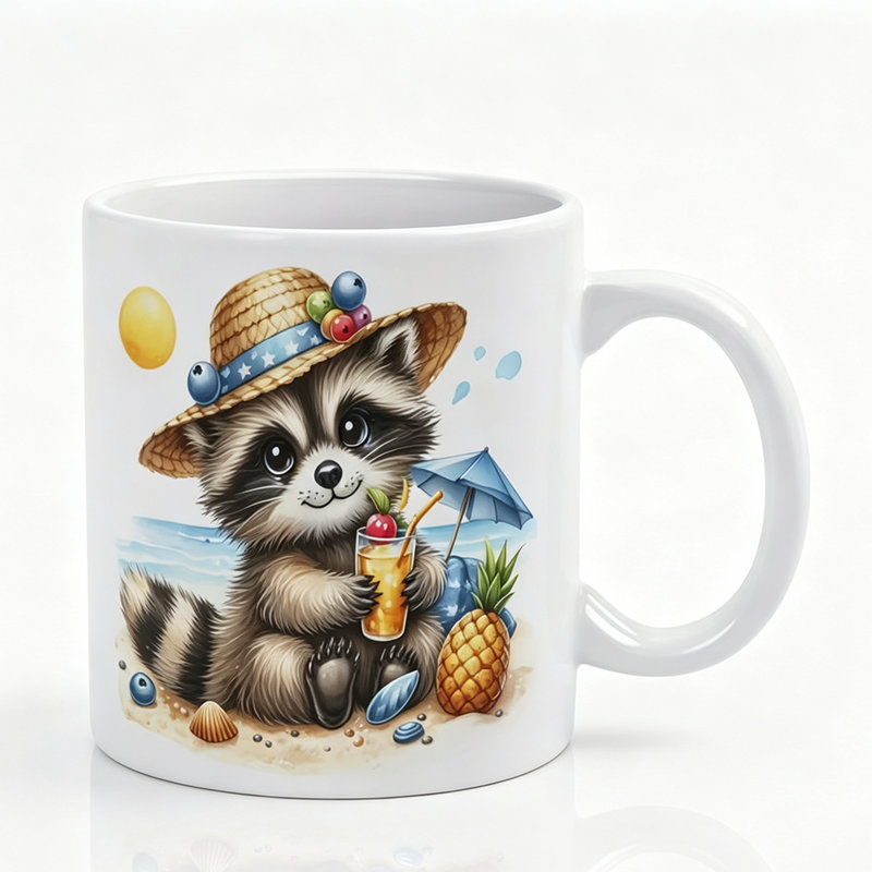 Funny Raccoon Mug:Ceramic Water Cup, Perfect for Office, Family Life, Parties, and Weddings - Hand Wash Only.