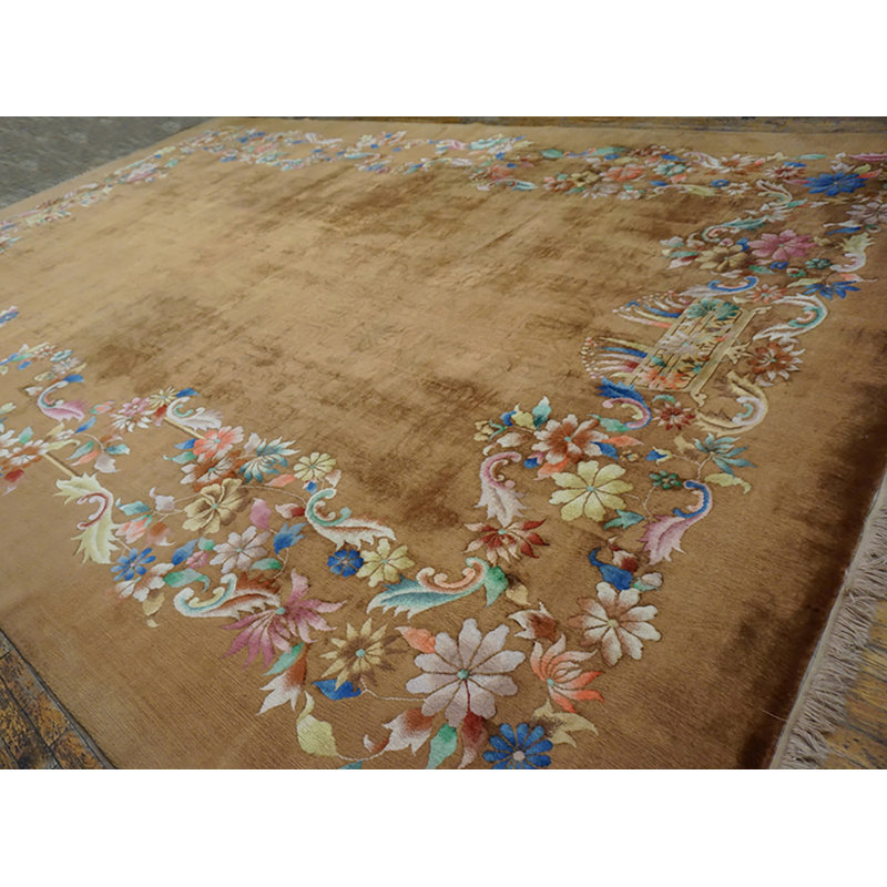 Antique Wool Hand Knotted Pile Brown Earth Tone 1935 Rug