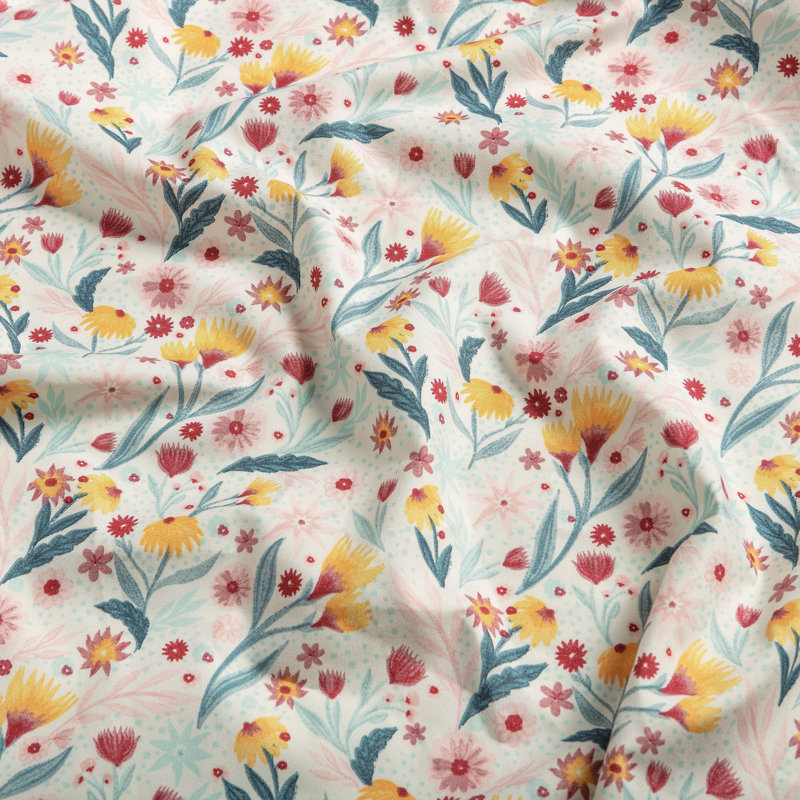 Twin Blue Floral Print Microfiber Sheet Set