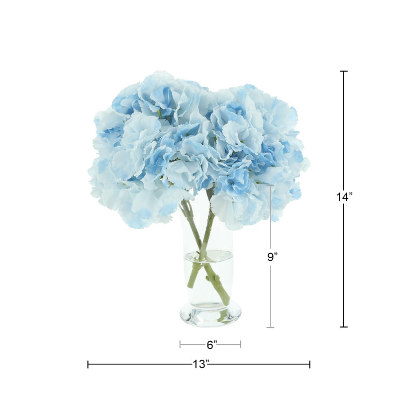 Polysilk Hydrangea Arrangement in Vase, Blue