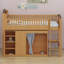 Lit mezzanine moderne avec garde-robe fermée, armoires de rangement et éclairage à DEL intégré-857500547