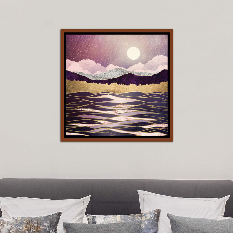 Ondes lunaires - impression, Cadre flottant brun, H 26 po x l 26 po x P 1,5 po