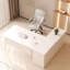 Bureau de luxe en pierre frittée blanche avec armoires de rangement-652495590