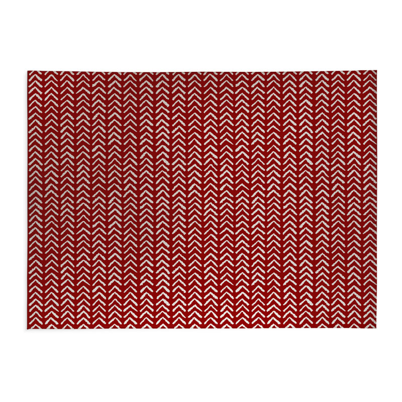 Tapis de cuisine à profil bas Tribe Way, Rectangulaire 3 pi x 5 pi, Rouge canneberge