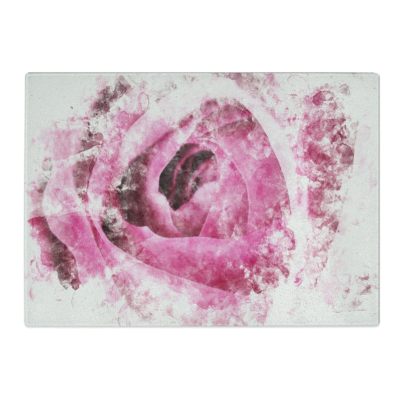 Tempered Glass the Heart of a Pink Rose Chopping Board, 20 cm x 28.5 cm