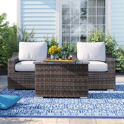 Dayse Wicker Fully Assembled 2 - Person Seating Group with Cushions