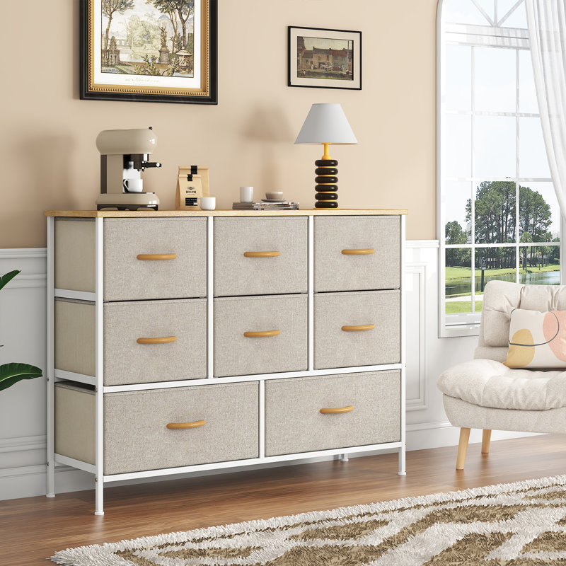 100 cm W Chest of 8 Drawers, Khaki