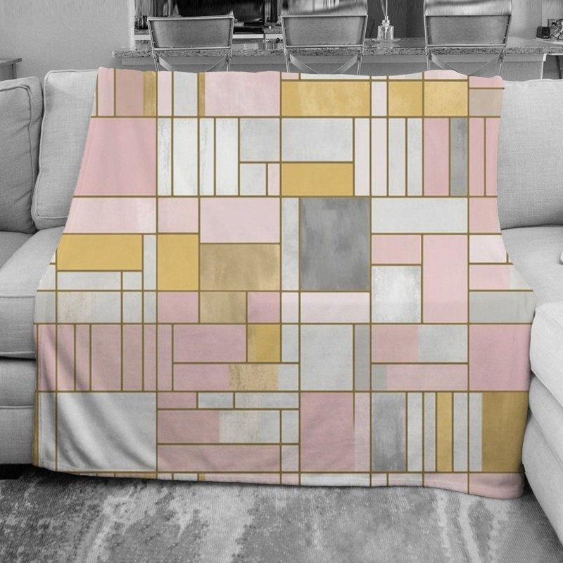 Triolet Mondrian Geometric Fleece Blanket, Twin
