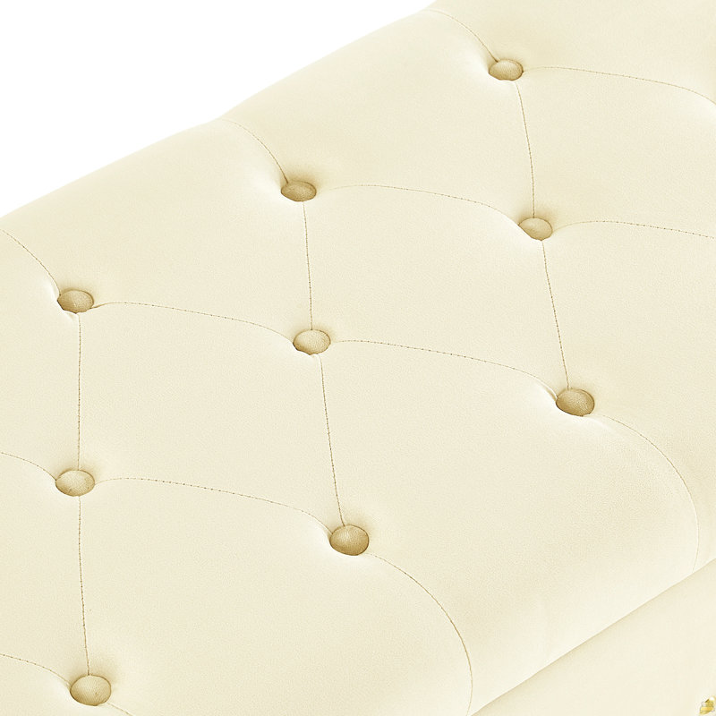 Banc capitonné avec rangement, Crème