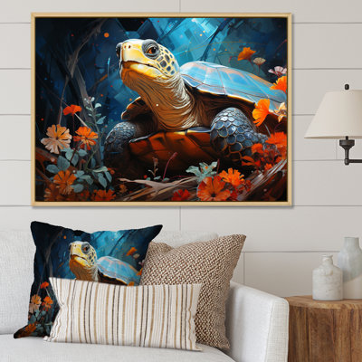«Turtles Journey», collage floral sur toile