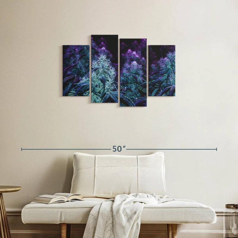 Floraison de cannes mauves, H 22 po x l 36 po