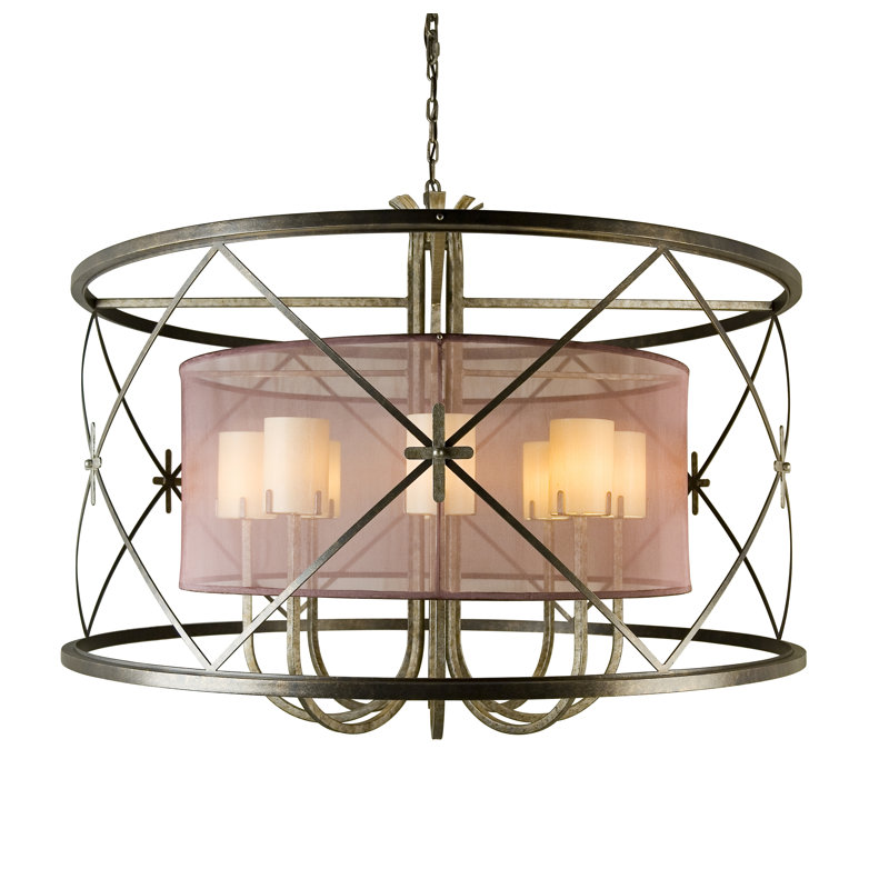 Penelope 8 - Light Drum Pendant, Antiquity Premium, Aged Celadon Parchment