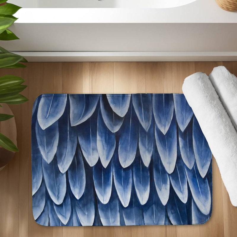 Plumage blue Bath Mat with Non-Slip Backing - Quick Dry Memory Foam Bathroom Rug - Absorbent - Modern Plush Spa-Style - Machine Washable
