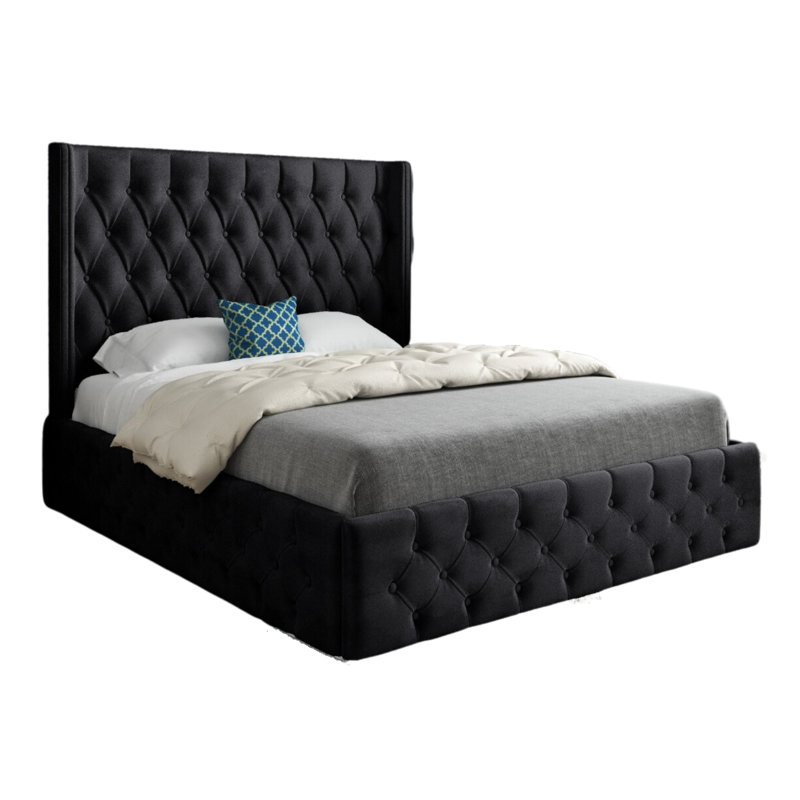 Aldric Upholstered Bed, Small Single (2'6), Black