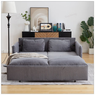 64.5 Inch Adjustable Sleeper Sofa Bed with Pullout, 2 Pillows, and Side Pockets for Living Room and Bedroom