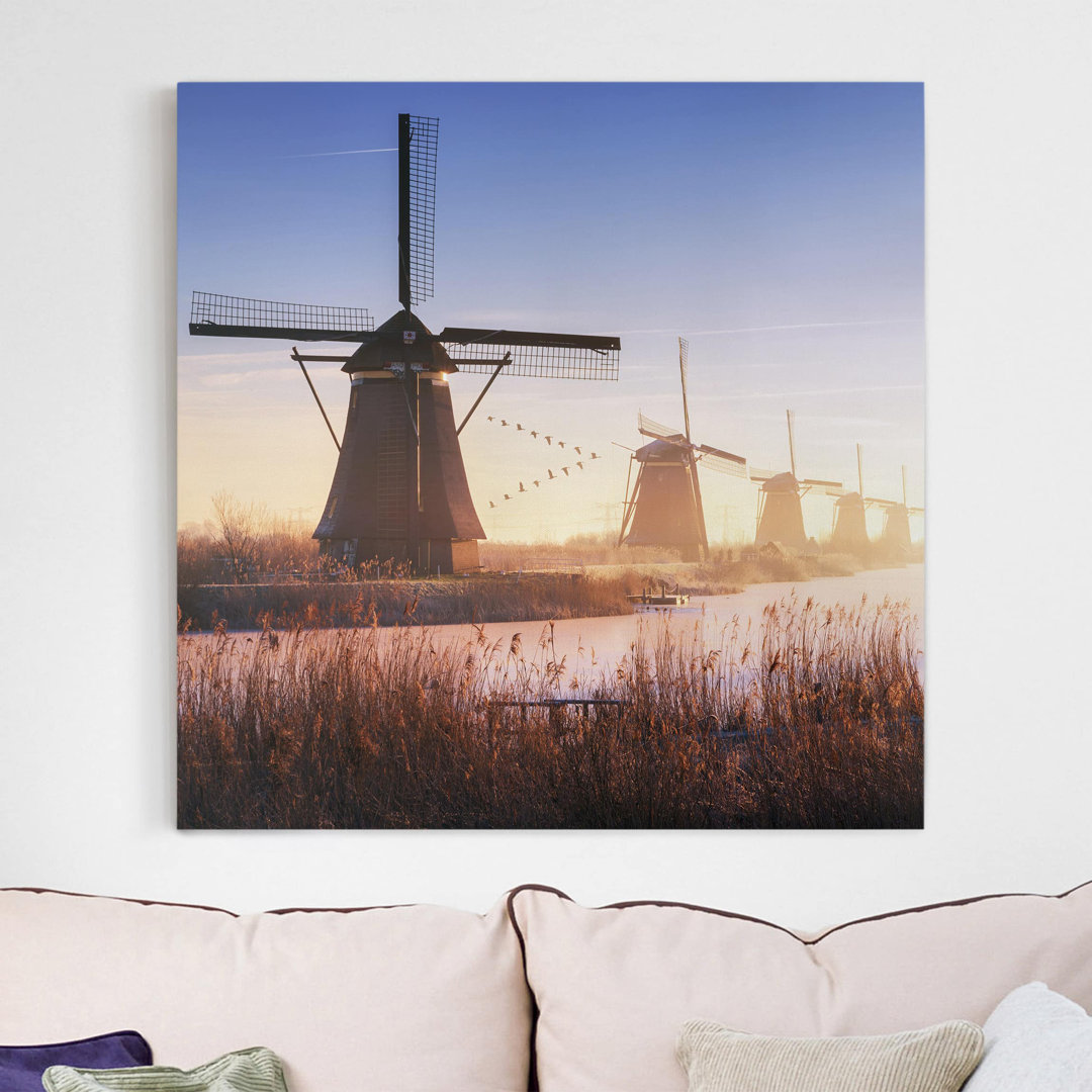 Leinwandbild Windmills at Kinderdijk