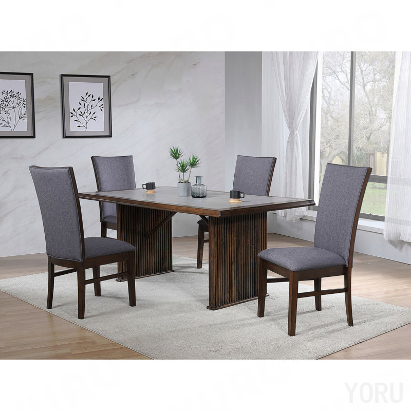 Brown 5-Piece Rectangular Dining Set, 30" H x 72.25" W x 42.25" D, Natural, Natural, Natural