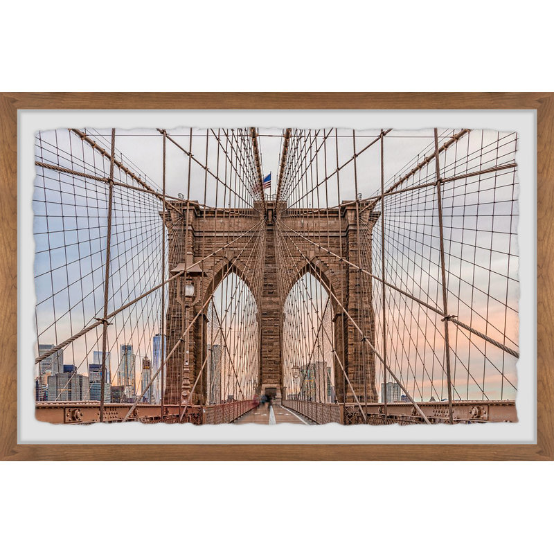 The Iconic Brooklyn Bridge - Single Picture Frame Print, 41cm H x 61cm W x 3.81cm D