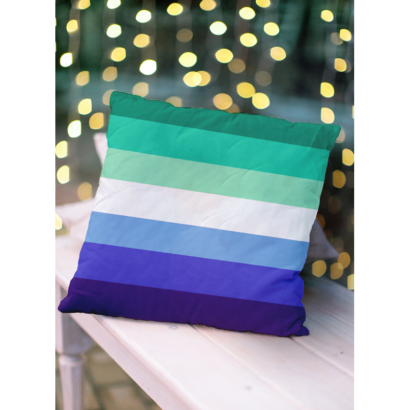Coussin extérieur Demi Girl, 16 po x 16 po, Vert et bleu
