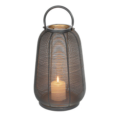 46 cm H Iron Tabletop Hurricane and Lantern Holder with Candle Included