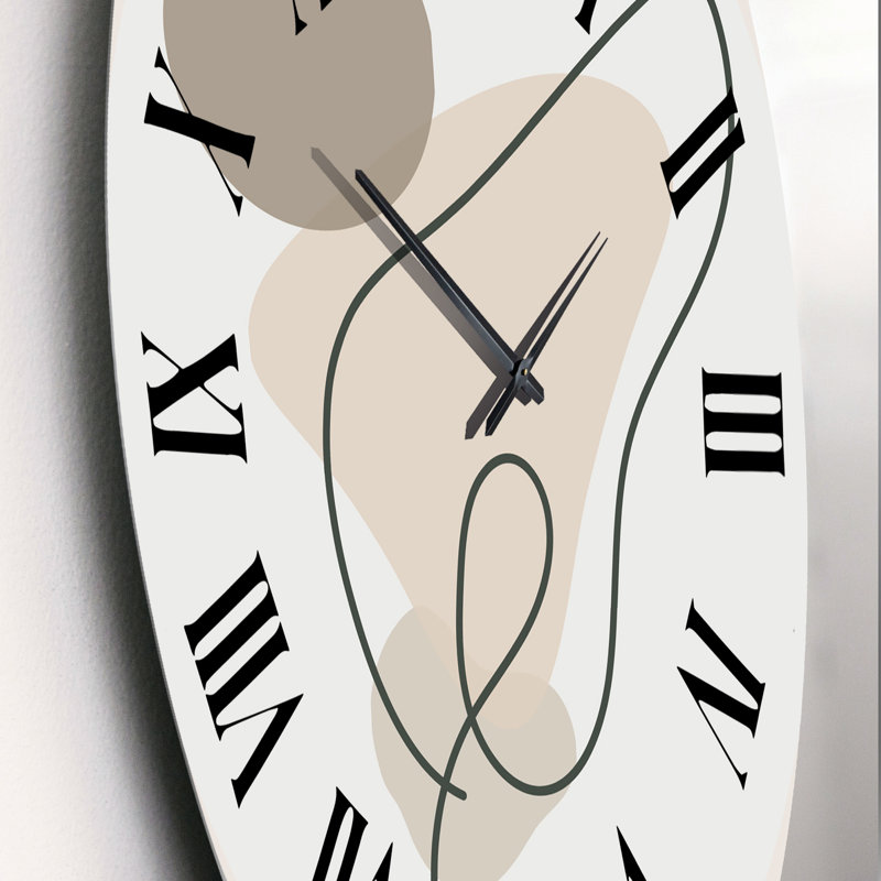 Horloge murale Coral Green Minimalist Leaves IV, Très grand