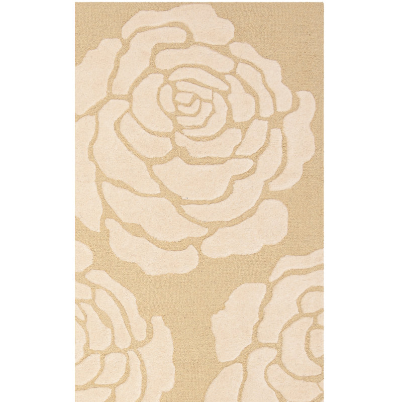 Cannen Hand Tufted Wool Floral Rug, Rectangle 2' x 3'