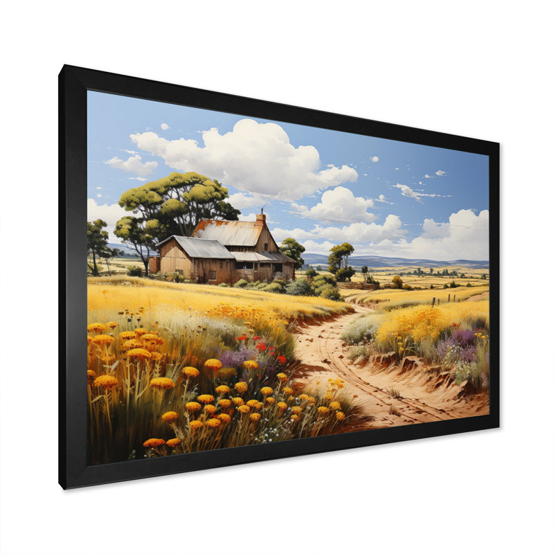 «Biannca Barn Country Legacy Pointillism I», reproduction sur toile, H 30 po x l 40 po x P 1,5 po, Cadre photo noir