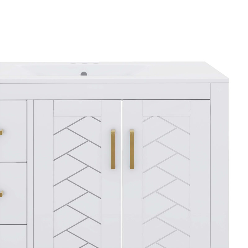 Meuble-lavabo 36 po avec lavabo en céramique, Blanc