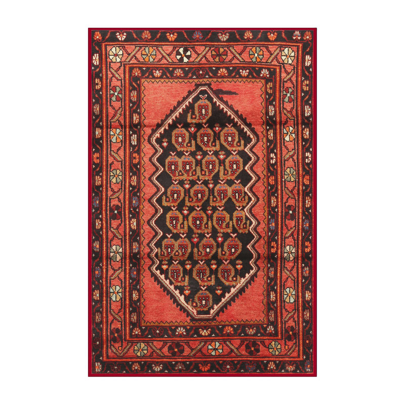 Tapis noir/rouge/beige traditionnel Arras, Rectangle 5 pi x 7 pi