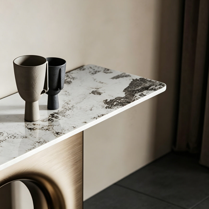 Console légère en métal de style luxueux., H 33,4 po x l 59 po x P 13,7 po