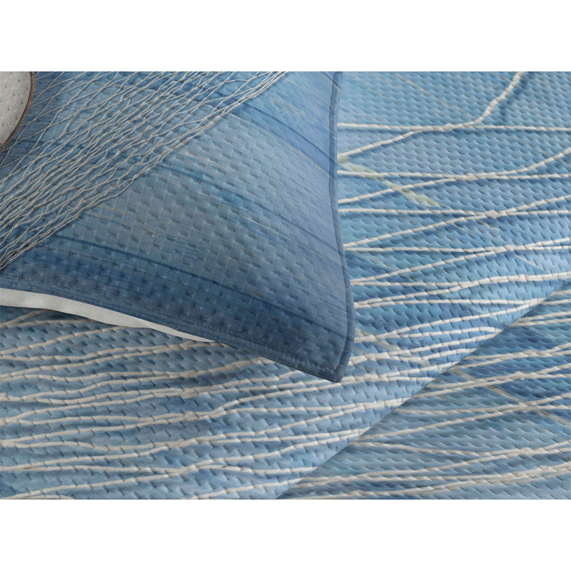 Buoy Polyester Coverlet, King Bedspread + 2 Shams