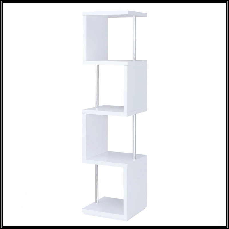 4-Tier Bookcase, White/Chrome