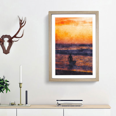 Surfer at Sunset - Framed Print