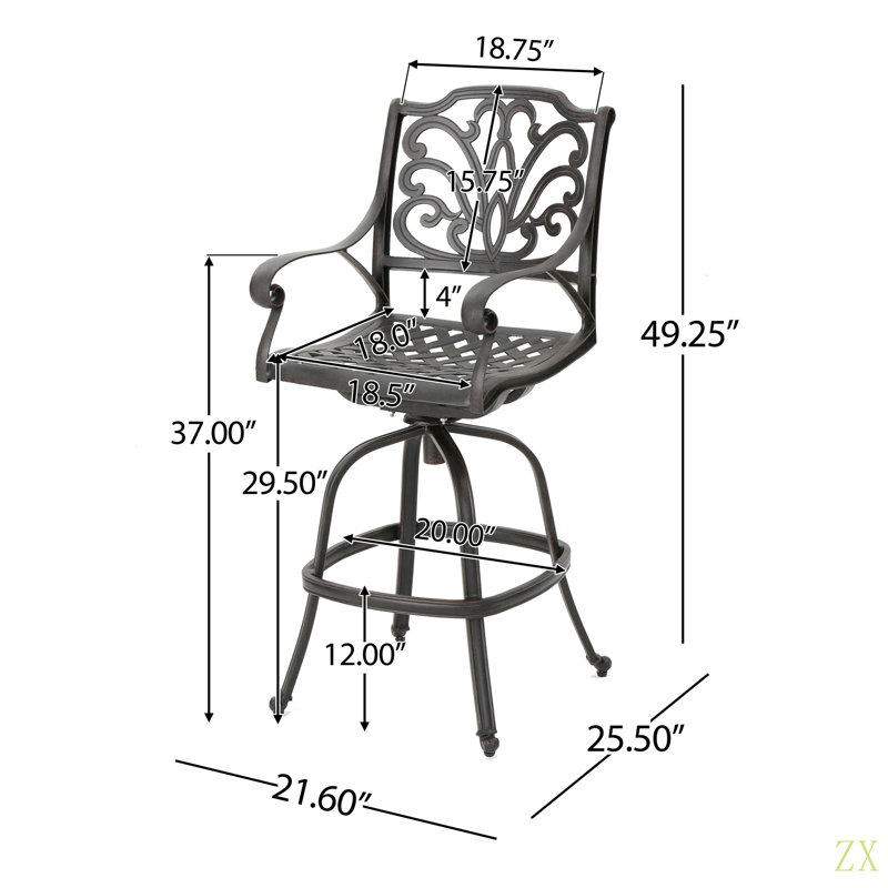 Tabouret pivotant en fonte d'aluminium