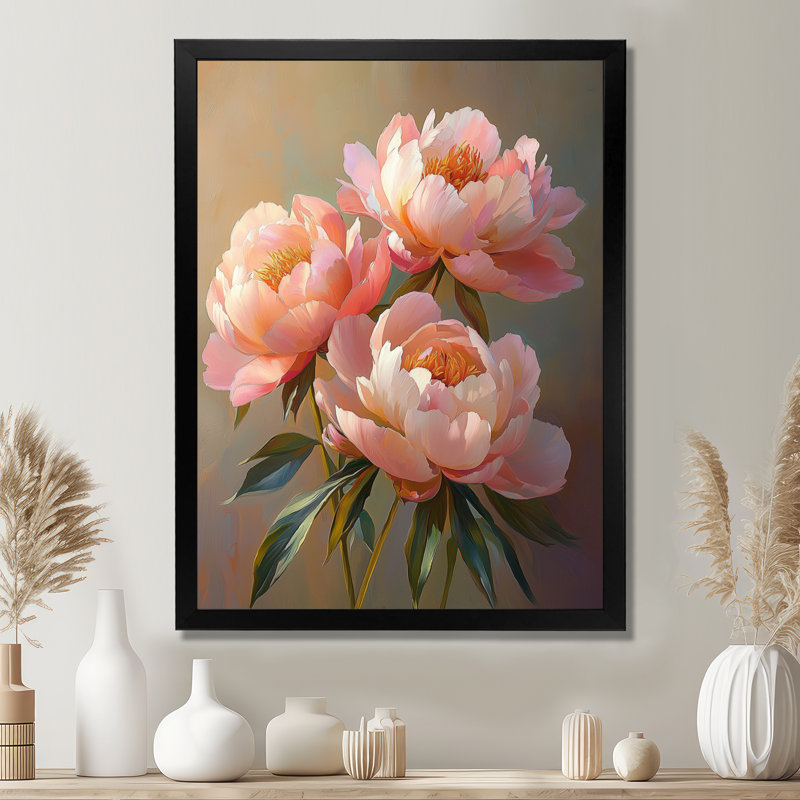 Haubrich - Floral Wall Art Prints, Black, 20" H x 12" W, Framed Print without Mat