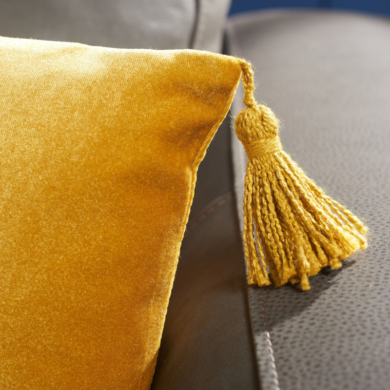 Mustard Yellow Rectangular Tassel Accent Pillow