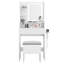 Dressing Table With Charging, Led Lighted Mirror Makeup Vanity With Storage Stool, Glass Tabletop-2114247862
