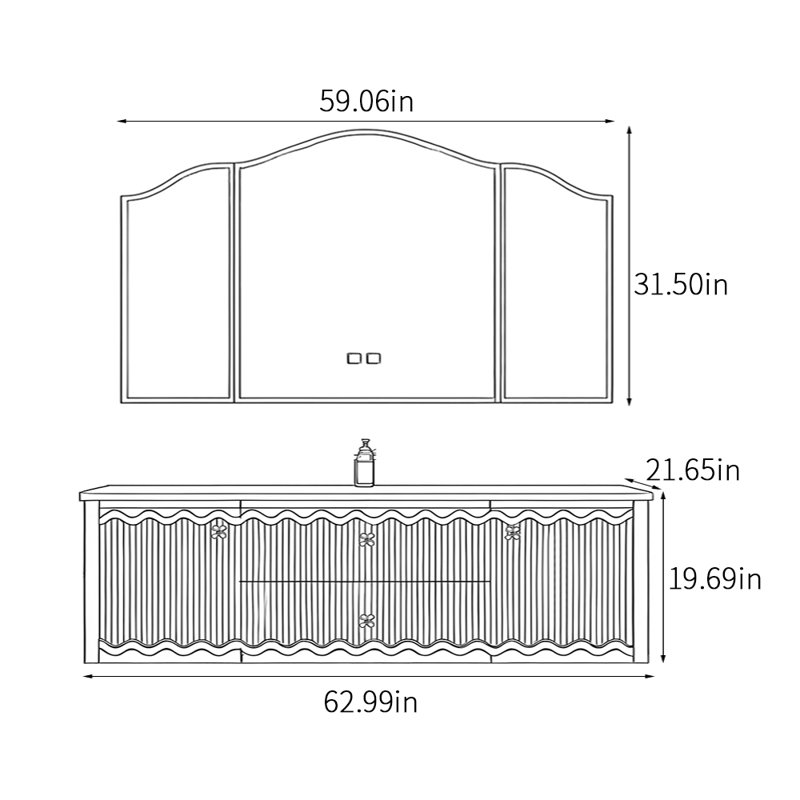 American retro-style bathroom cabinet., 63"