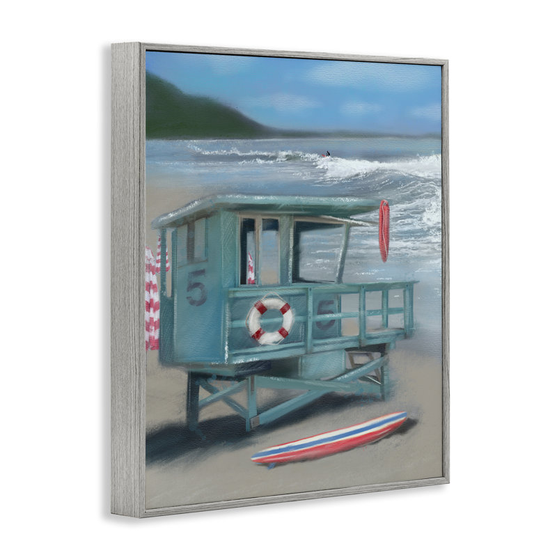 «Lifeguard Stand on Shore», art de la giclée encadrée par Matthew Piotrowicz, Estampe numérique Farmhouse, H 20 po x l 16 po