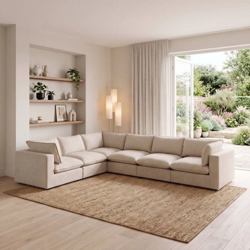 Alexa Upholstered Linen-Look Fabric 3 Seater / 4 Seater / 5 Seater Modular Sofa - Cozy Modern Design