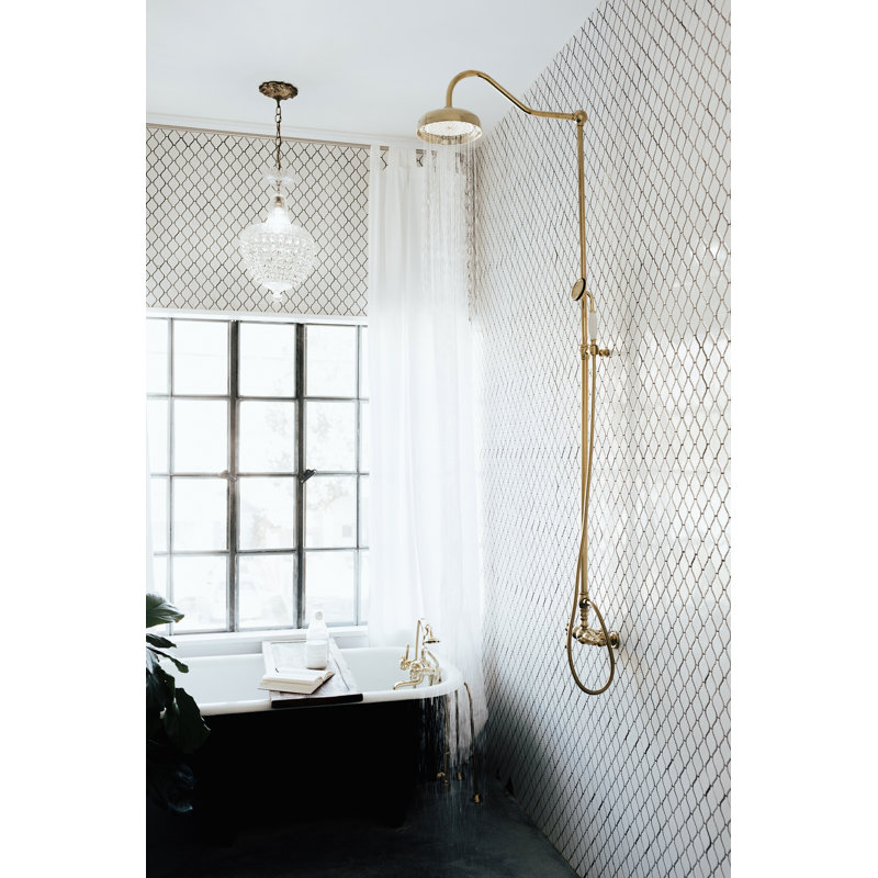 Kingston Brass Vintage Tub Wall Mount Rain Drop Shower System with Hand Shower, Polished Brass