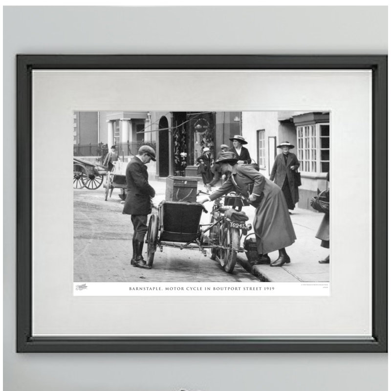 Barnstaple, Motor Cycle In Boutport Street 1919 - Single Picture Frame Print, 45cm H x 60cm W x 2.3cm D