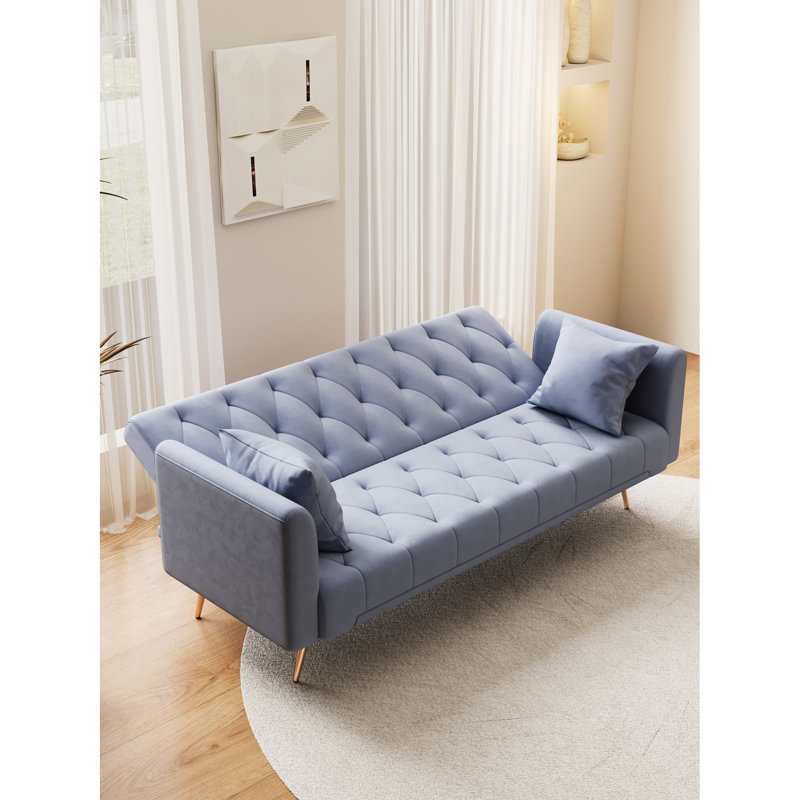 Velours gris de 71 po, polyvalent pour les petits espaces, dossier réglable, 3 positions de confort, construction, assemblage facile, limite de poids de 600 lb