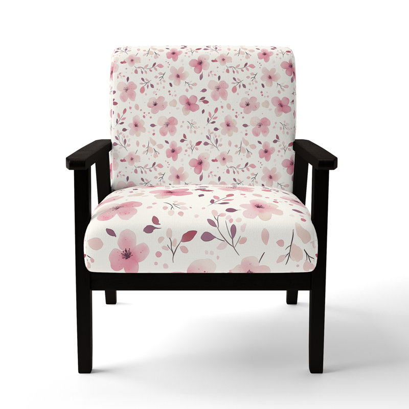 Fauteuil d'appoint Flowers For Teenagers, Accoudoirs carrés noirs