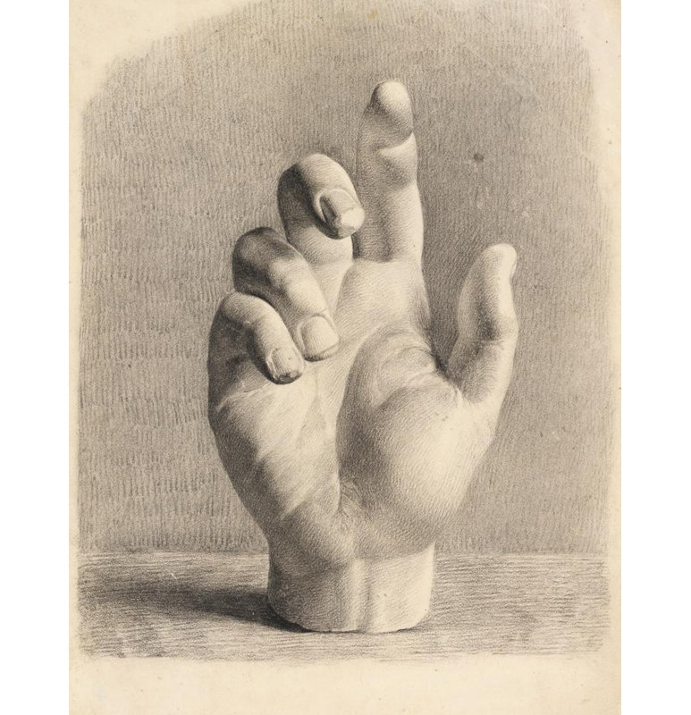 «A Hand Drawn from Plaster» par Dankvart Dreyer - Art mural sur toile tendue avec châssis, H 48 po x l 33 po