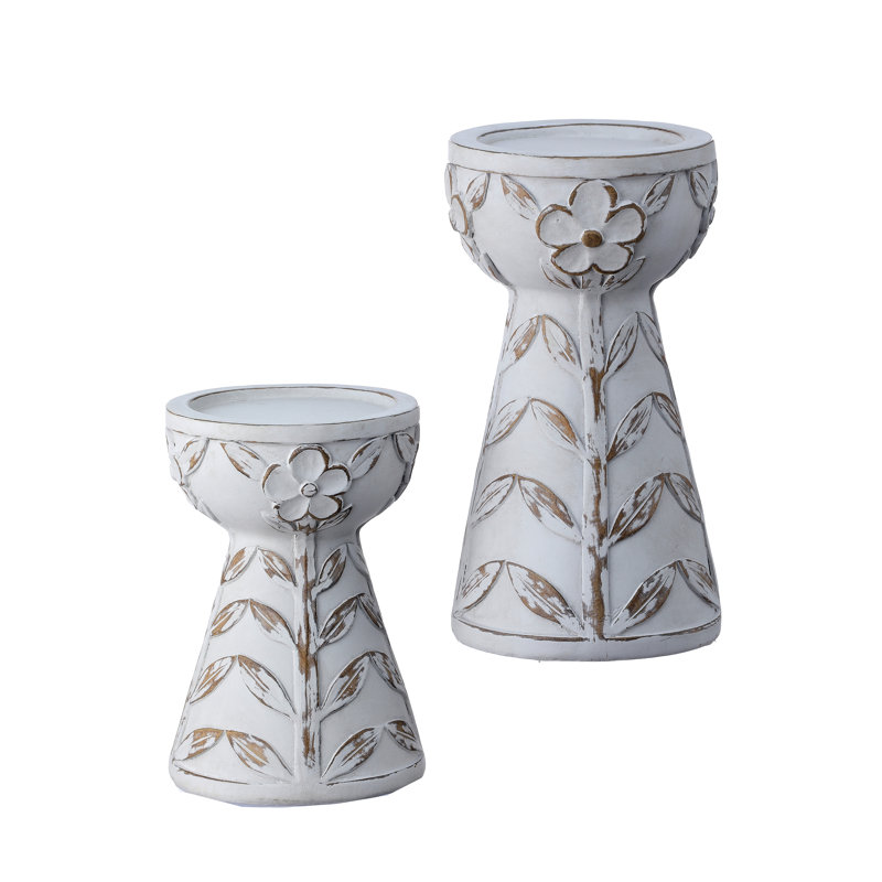 6-8" Resin Leaf Pattern Candle Holder