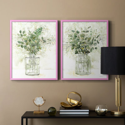 Delicate Greenery I-Premium Framed Print -Ready to Hang - No Nails Required - No Nails Required