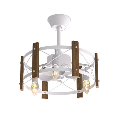 Vayden 19" Caged Ceiling Fan with Optional Light Kit Remote Control and 3-Speed Settings Low-Noise Farmhouse Ceiling Fan for Living Room Bedroom Kitchen and Dining Room