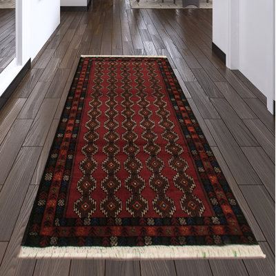 One-of-a-Kind 3'3" x 6' 1980s Rectangle Wool Area Rug in Brown and Red
